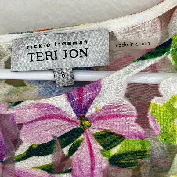 Rickie Freeman For Teri Jon Floral Fit & Flare Sheath Cocktail Dress Size 8 - Picture 5 of 9